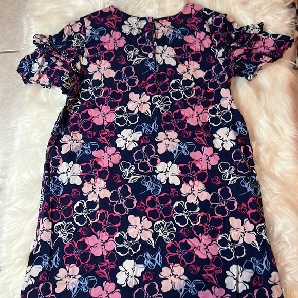 Crown & Ivy Girls Blue Floral Dress W/ Ruffle Sleeves Size 12 - Picture 1 of 6